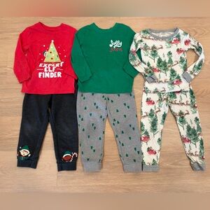 Boys 4T Christmas sweatsuits/long sleeves and burts bees pjs (3 sets)